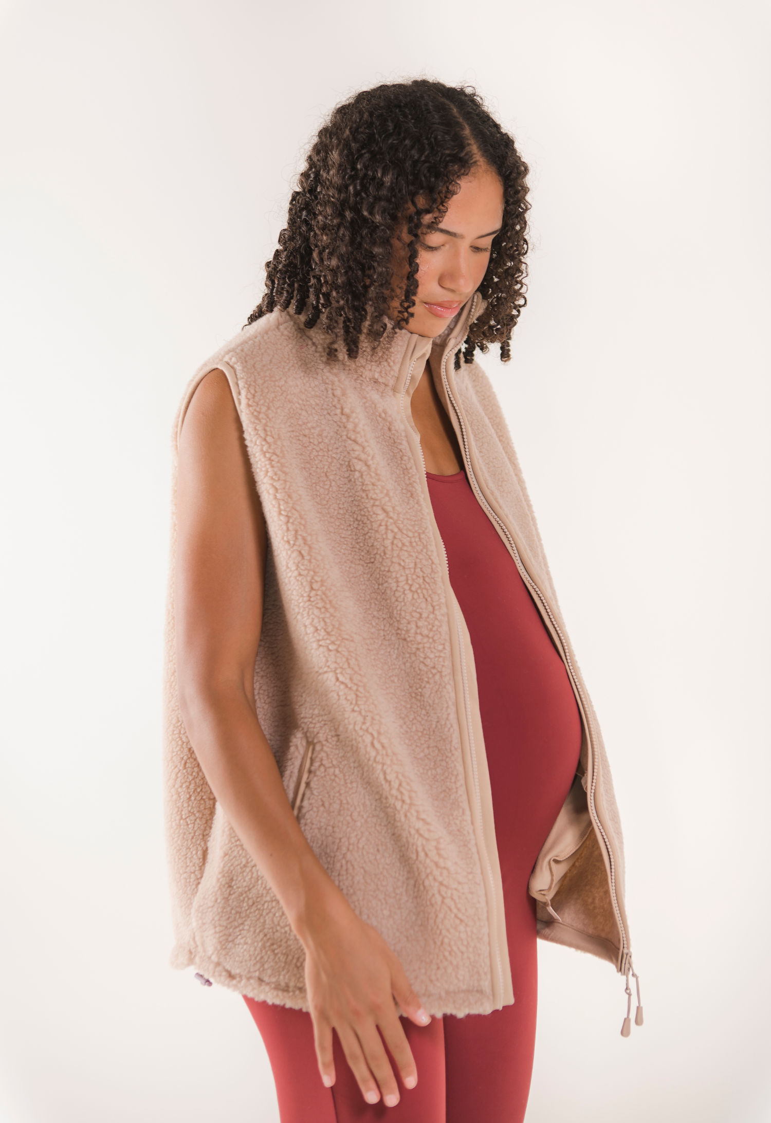 Pile fleece vest - Beige gallery