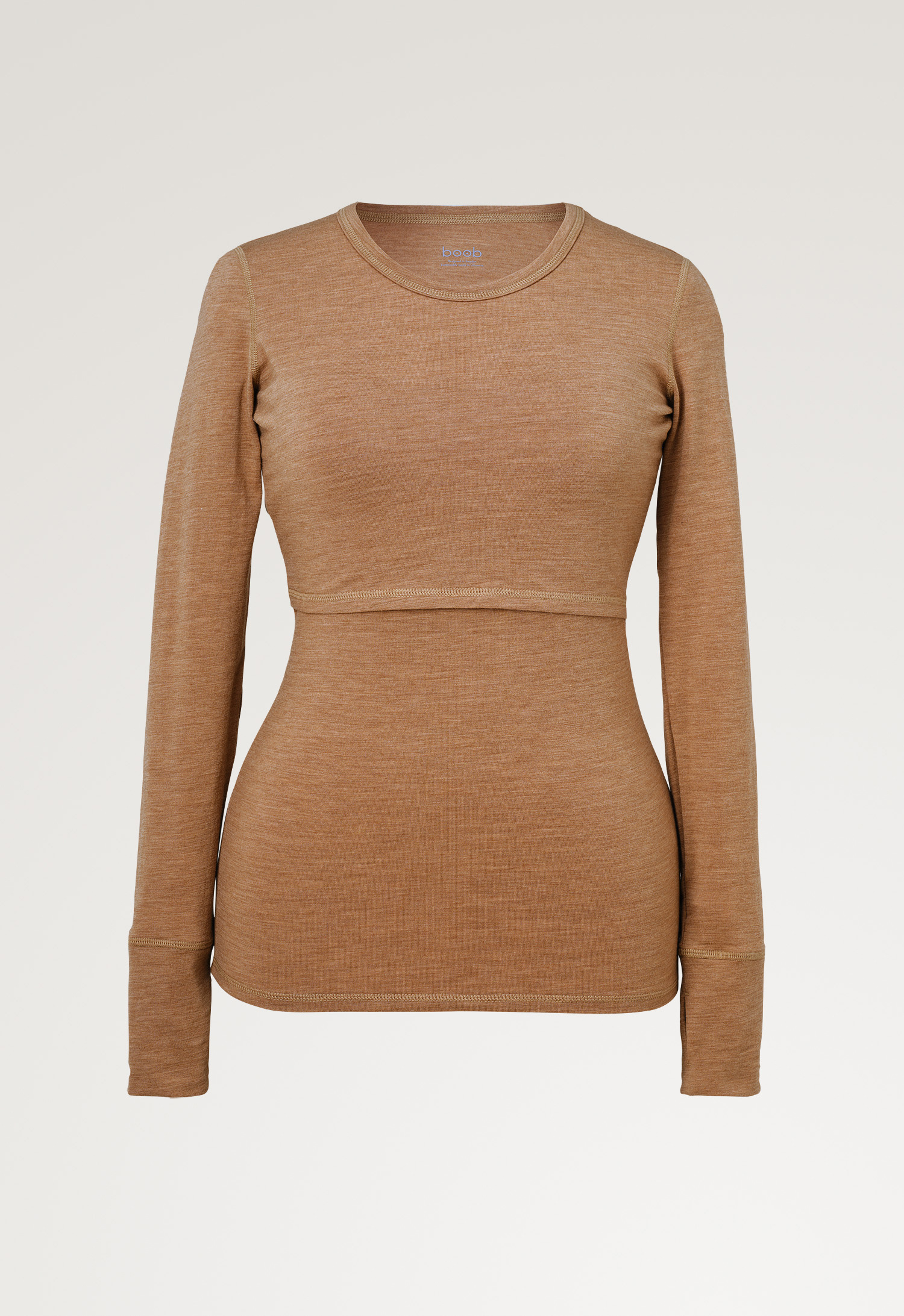 Merino Wool Nursing Top Long Sleeve - Brown Melange gallery