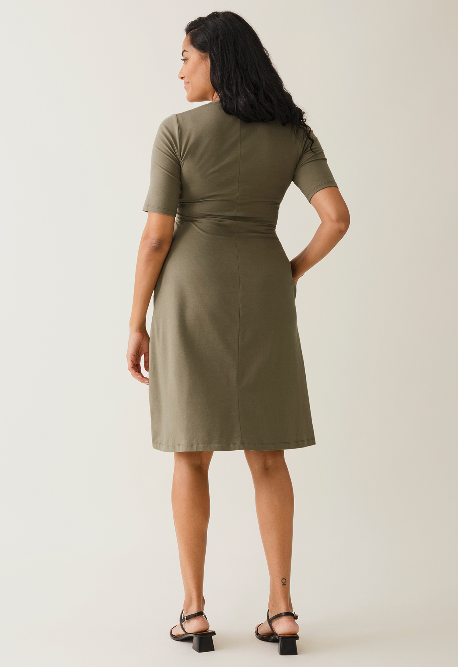 A shaped nursing dress short sleeve - Khaki Green gallery