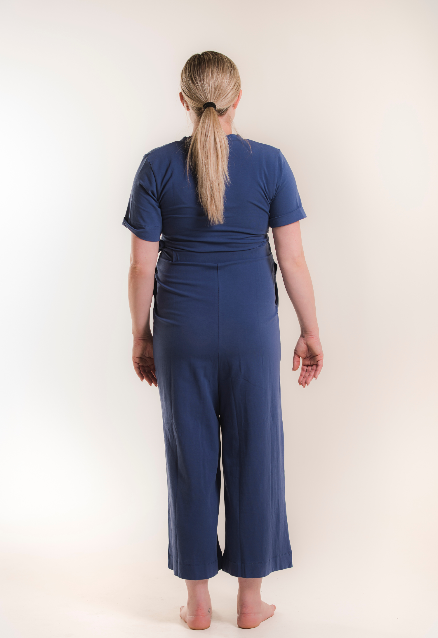 Maternity jumpsuit with nursing access - Blue gallery