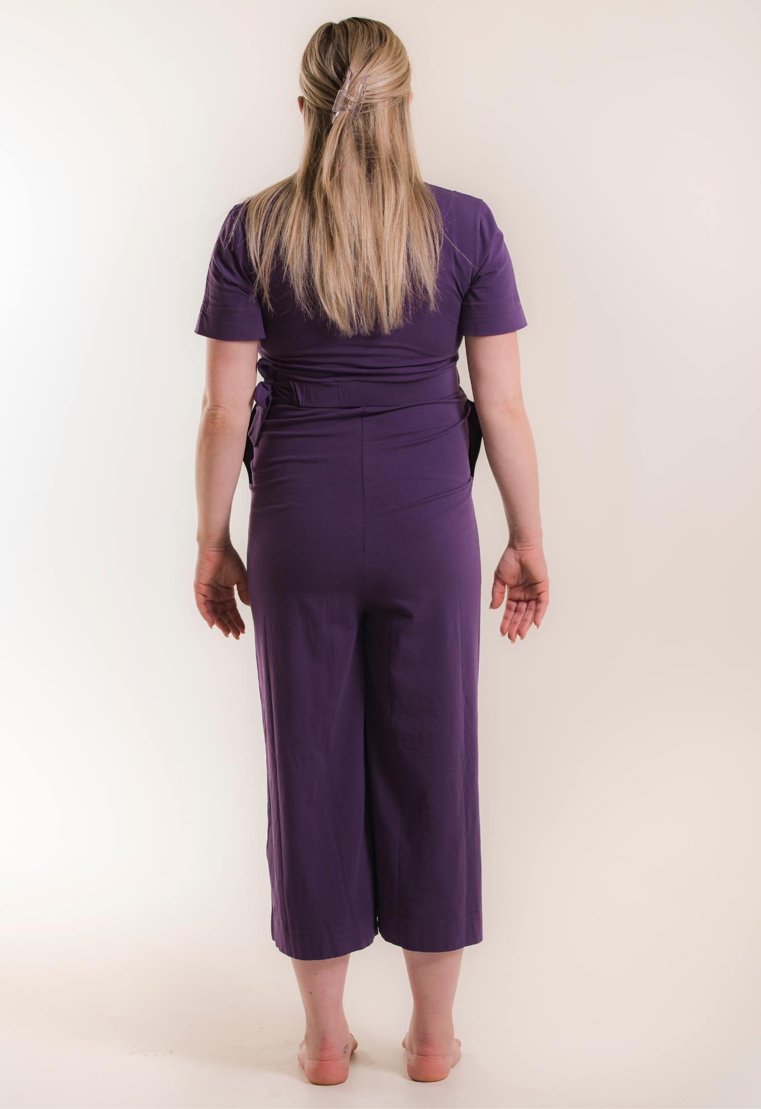 Maternity jumpsuit with nursing access - Purple gallery