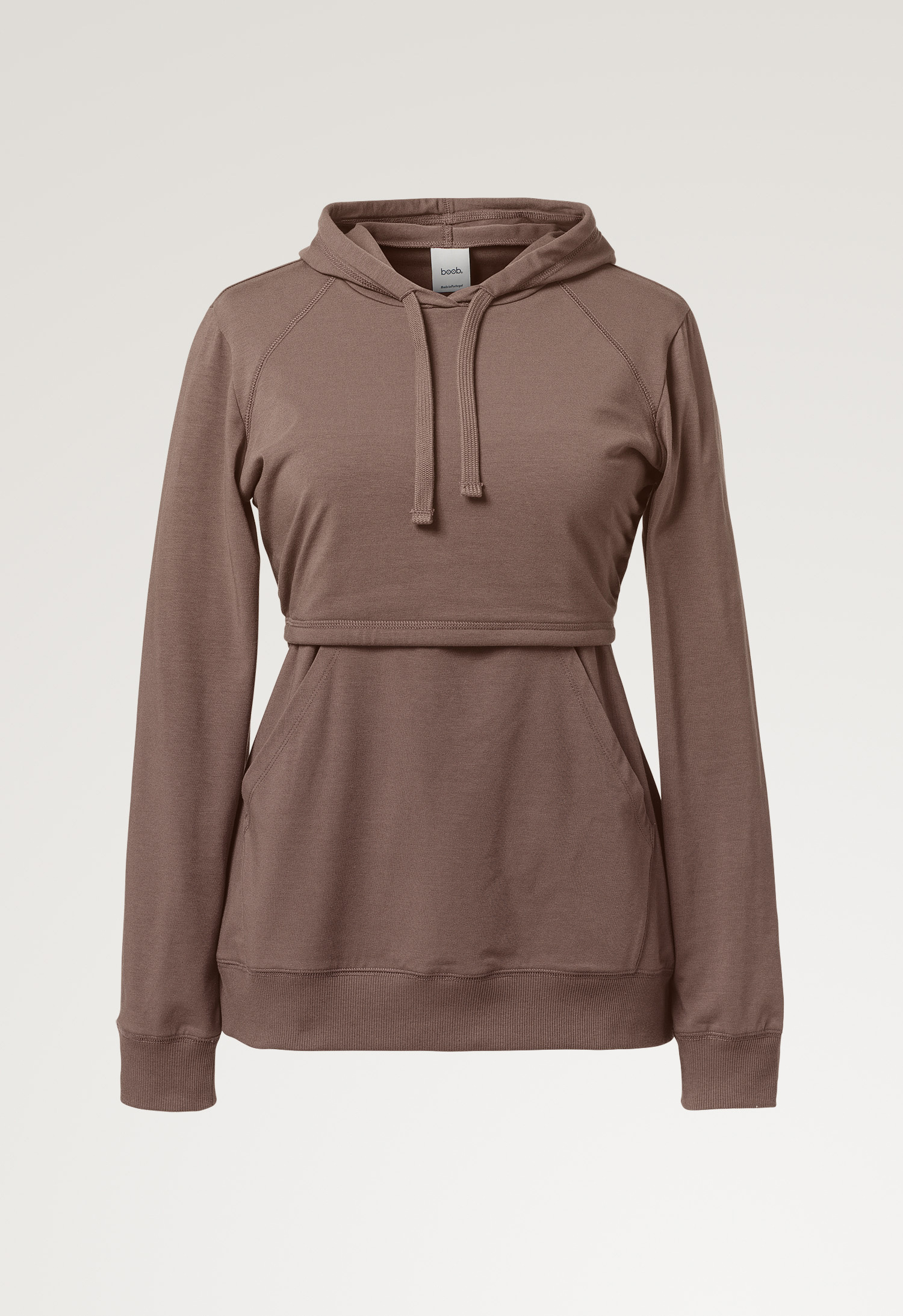 Fleece lined maternity hoodie with nursing access - Dark Taupe gallery
