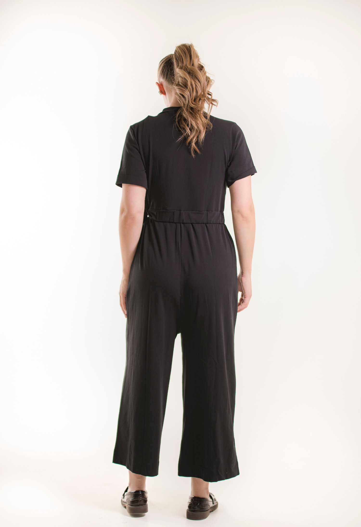 Maternity jumpsuit with nursing access - Black gallery