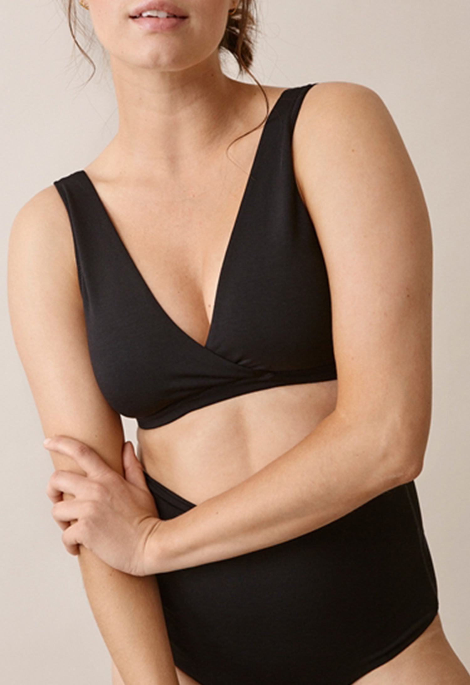 2-pack soft nursing bras - Black & Tofu gallery