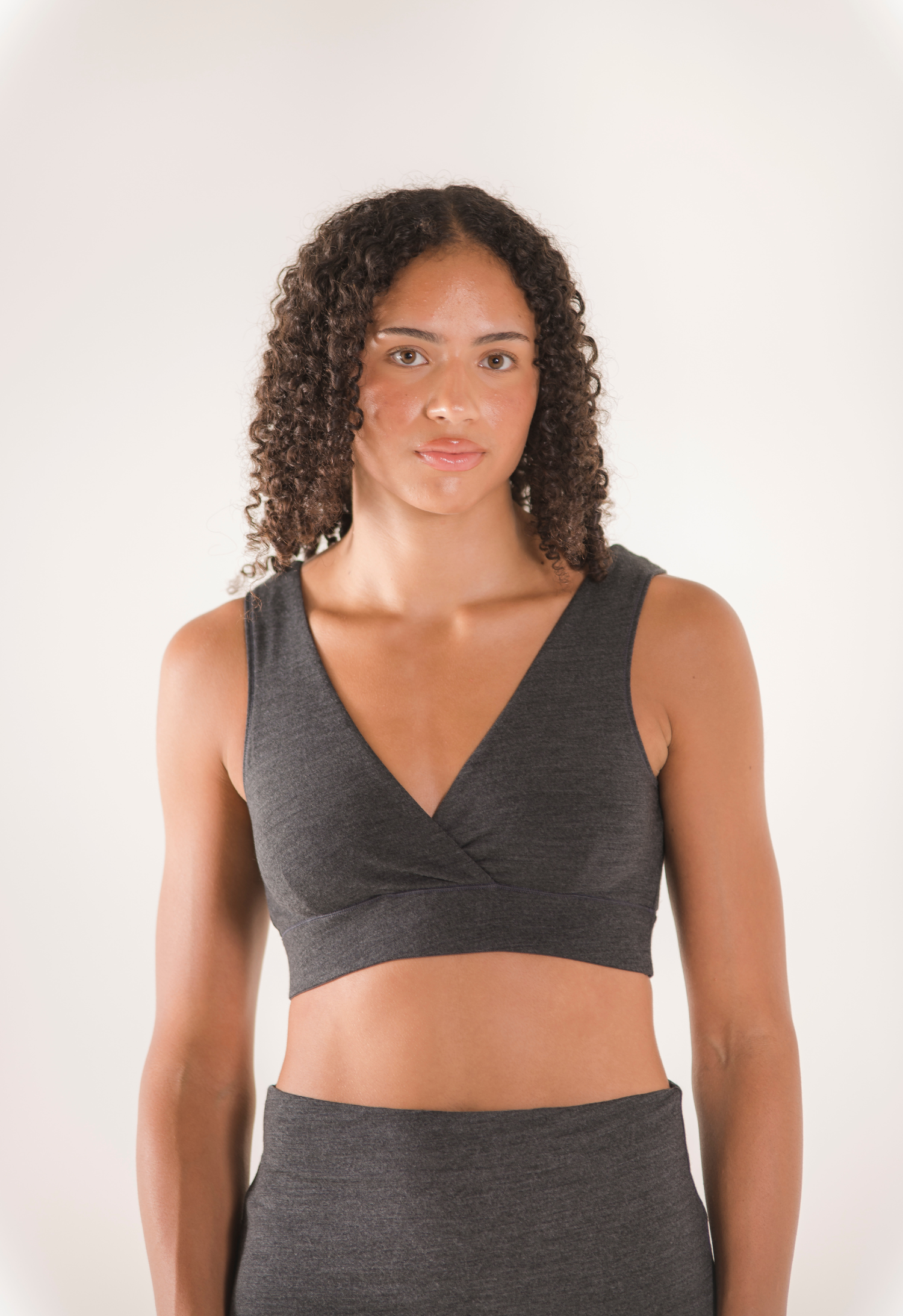 Merino wool nursing bra - Dark Grey Melange gallery