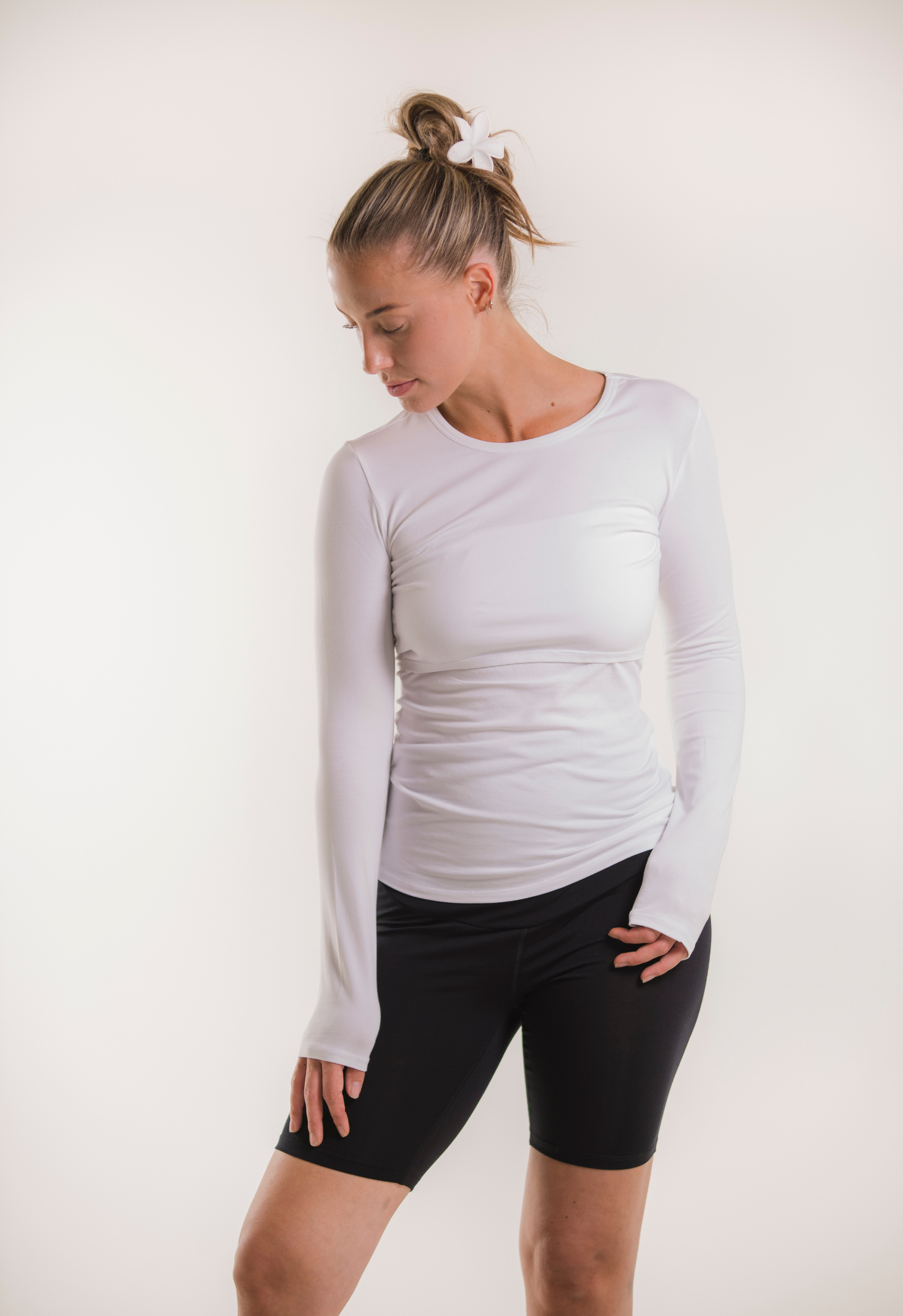 Essential nursing top long sleeve - White