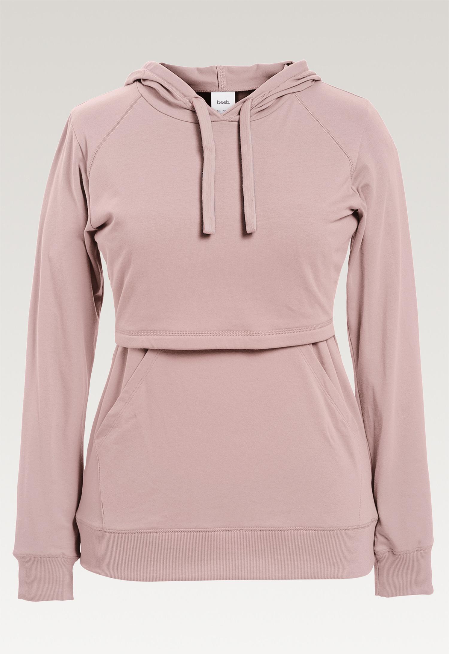 Fleece lined maternity hoodie with nursing access - Pebble gallery