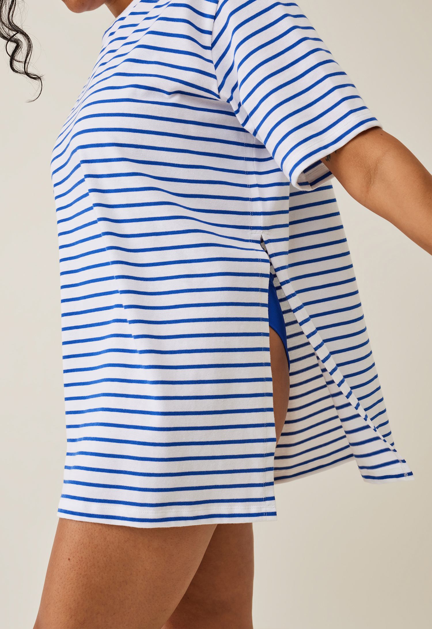Oversized maternity t-shirt with slit - Striped gallery