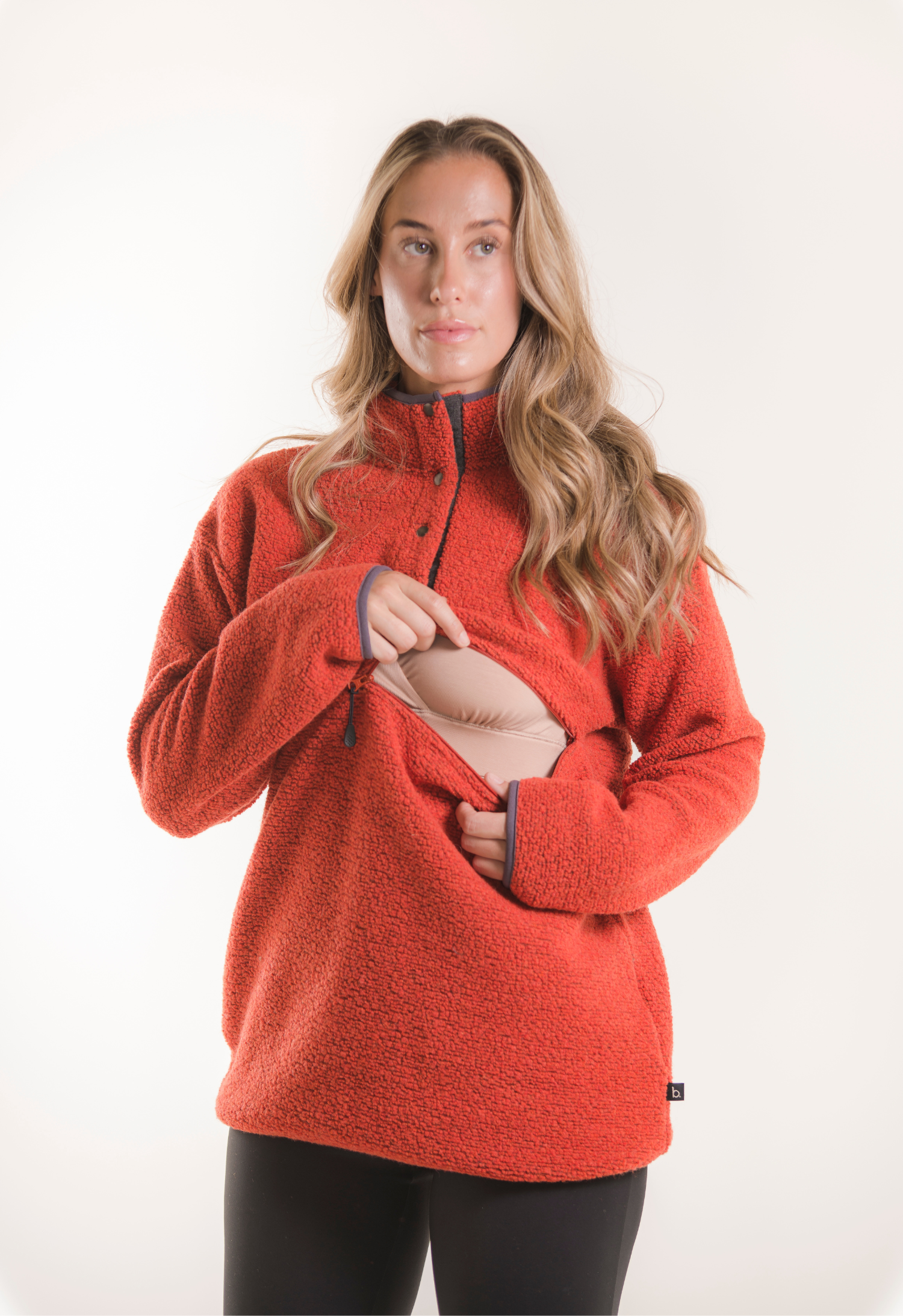 Wool pile maternity pullover 90s - Orange gallery