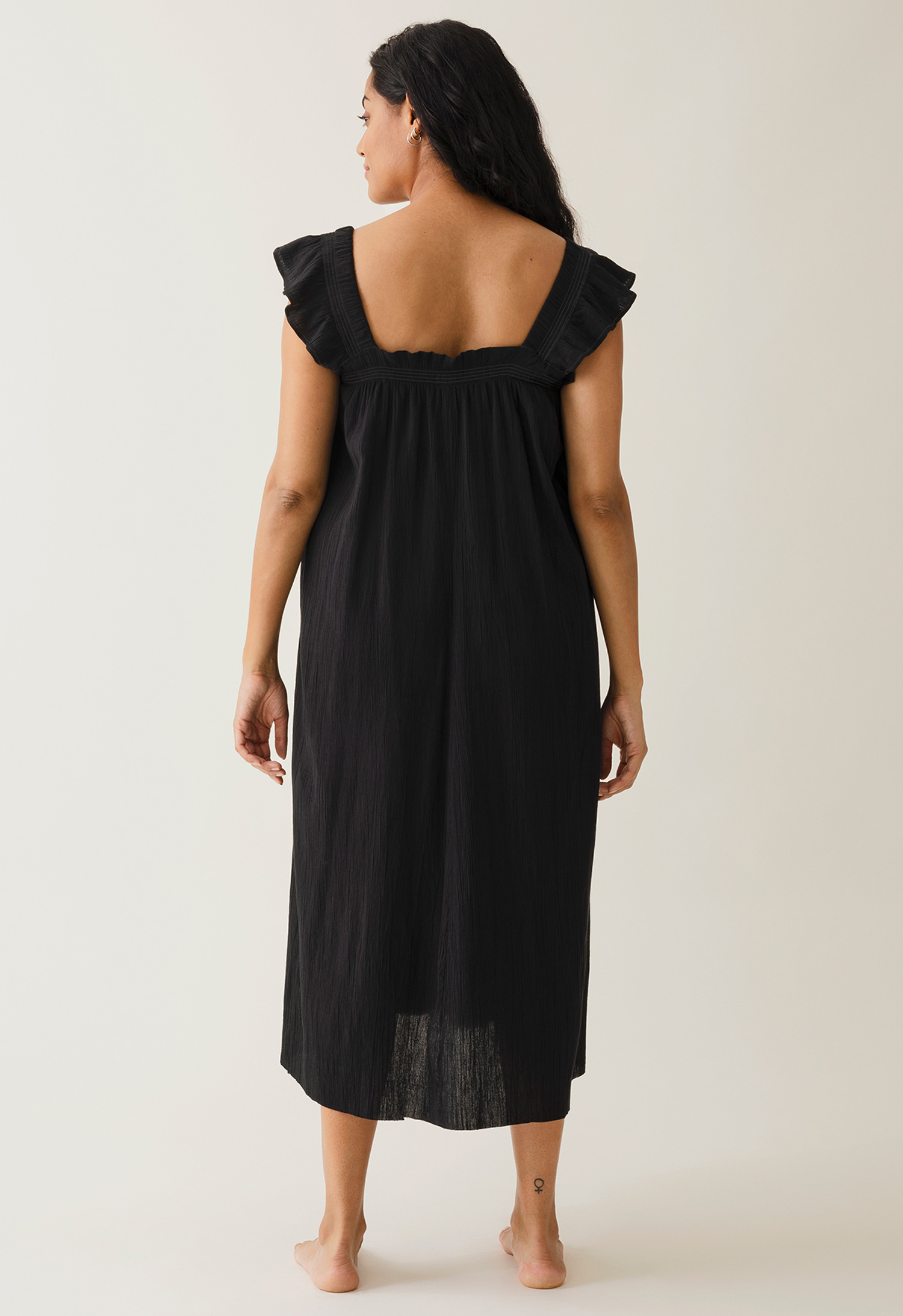 Boho maternity dress with smocking - Black gallery