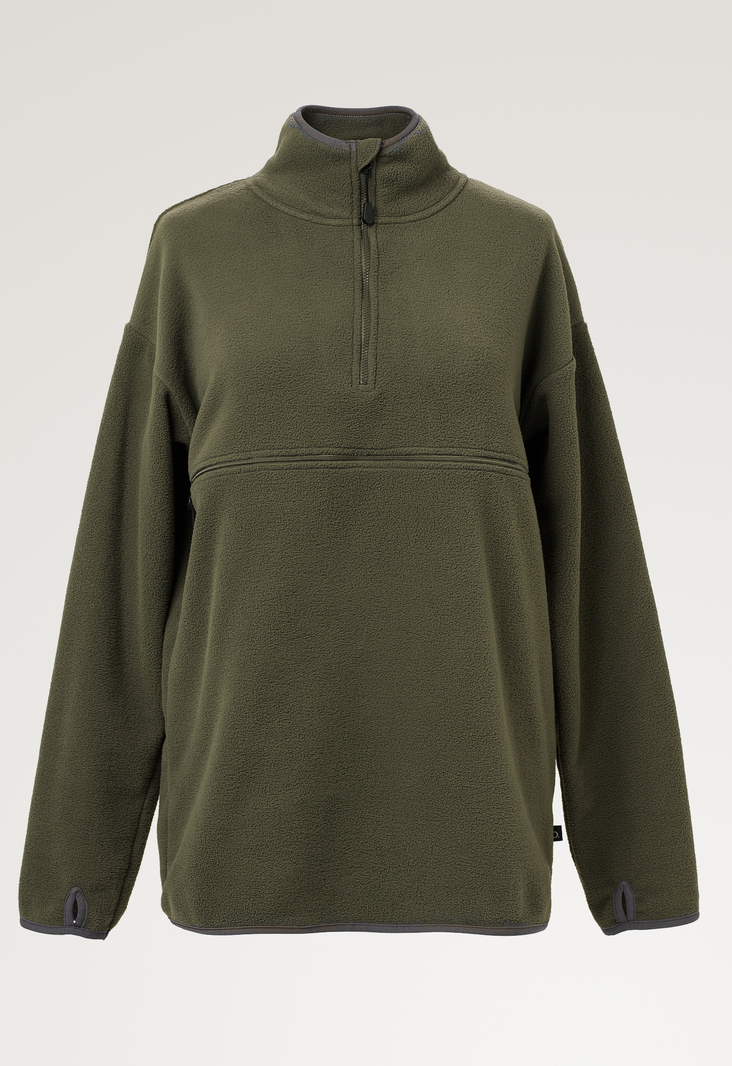 Fleece sweater with nursing access - Green Olive gallery