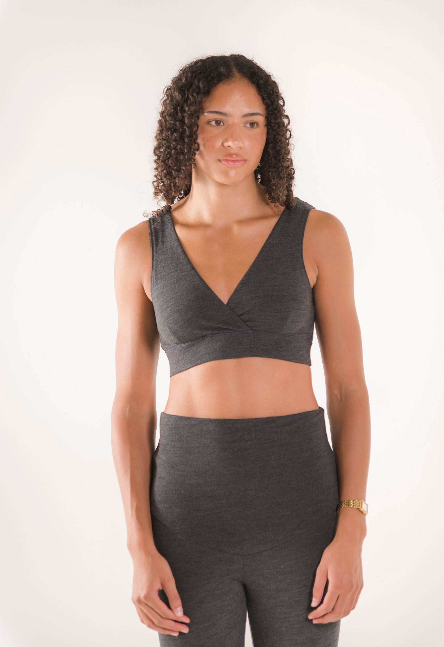 Merino wool nursing bra - Dark Grey Melange