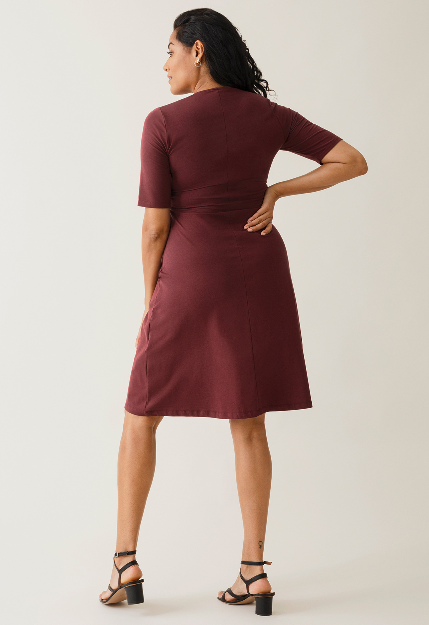 A shaped nursing dress short sleeve - Dark Red gallery