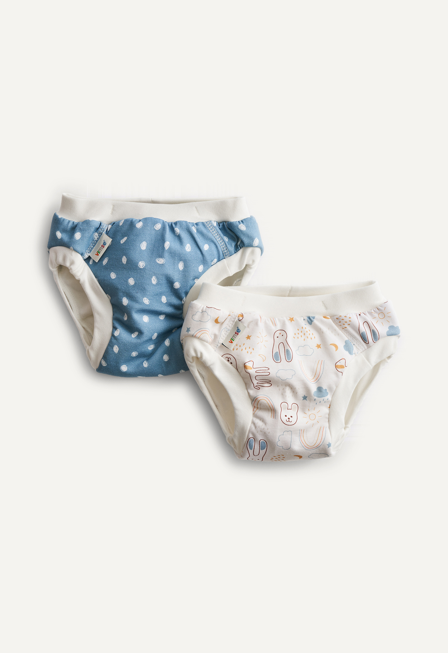 Training Pants L, Blue Dots/White Teddy 2-p