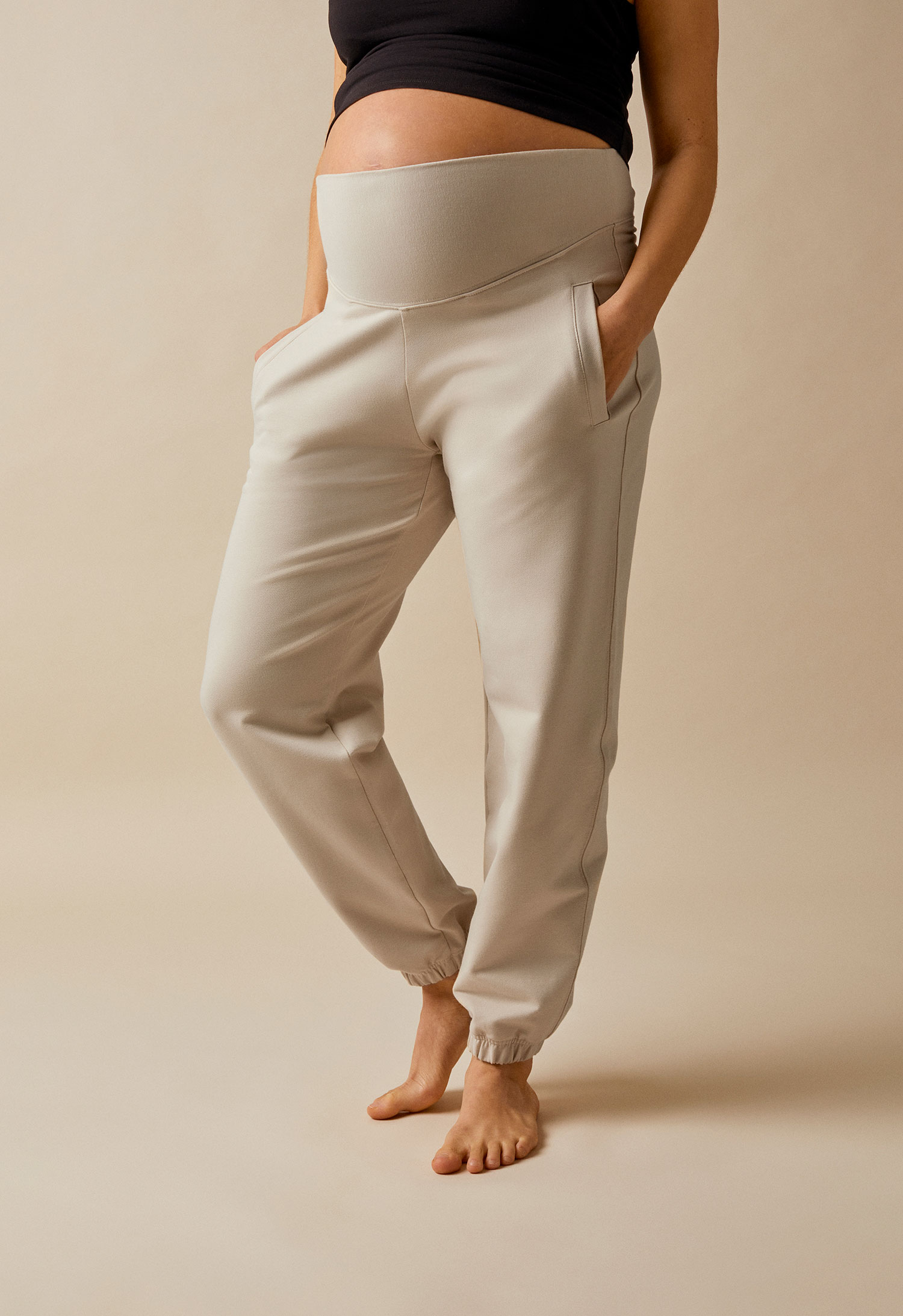 Maternity sweatpants - Light Beige gallery