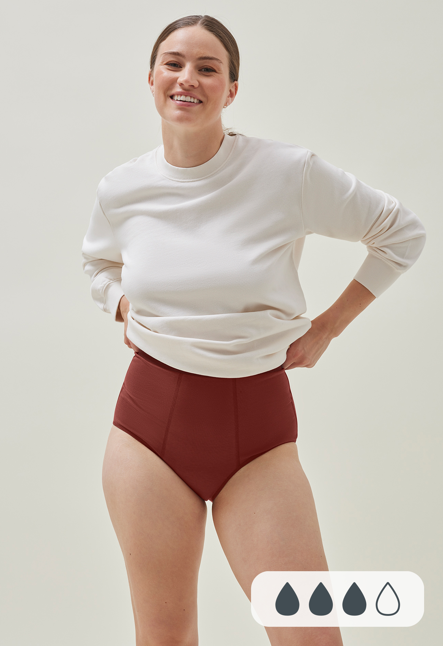 Period Underwear High Waist Medium Flow, Rusty Bordeaux