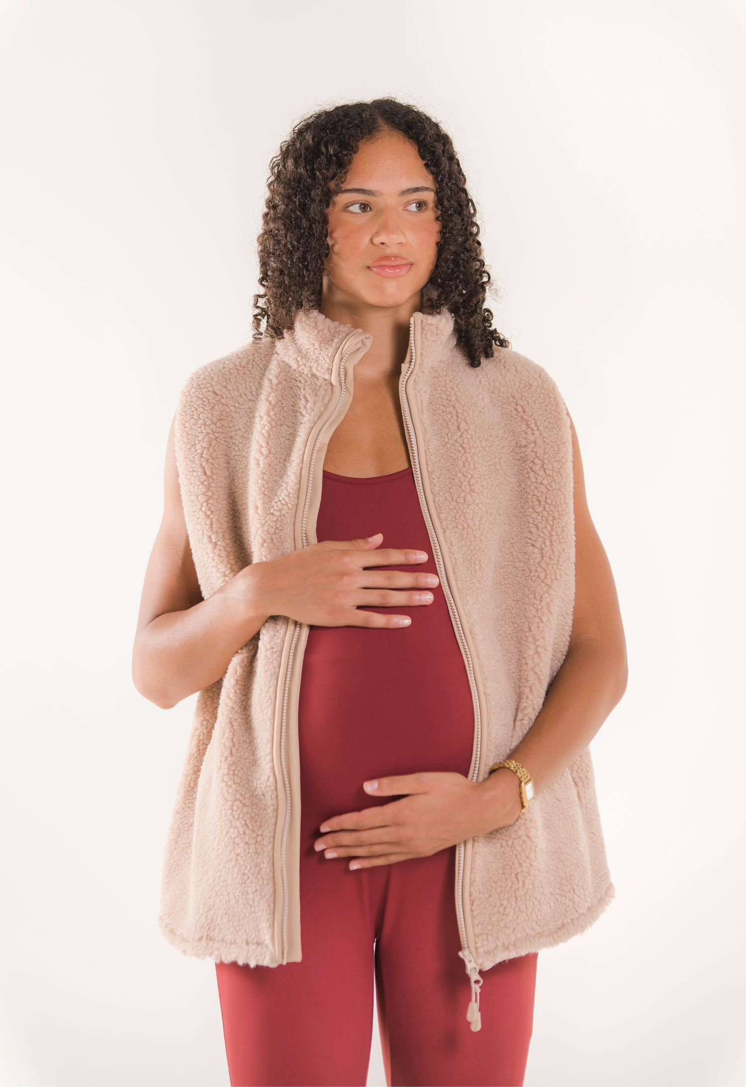 Pile fleece vest - Beige gallery